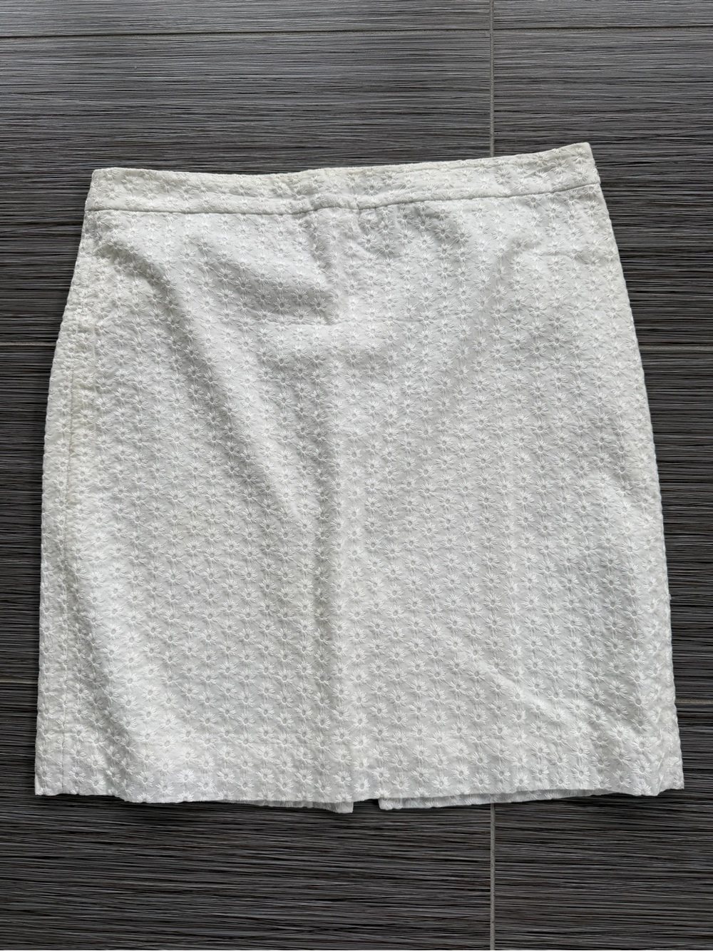 J. Crew 100% Cotton Lined White Eyelet Pencil Skirt Size 14